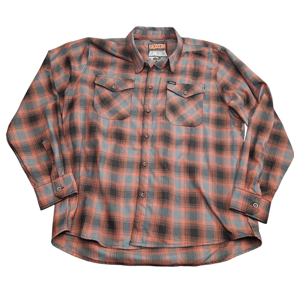 Dixxon Flannel Shirt The House 2X Harley Davidson Collab Orange Grey Plaid Biker